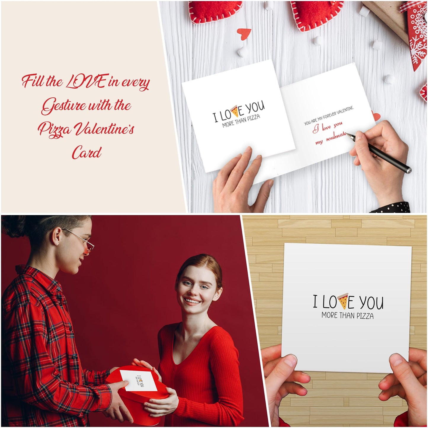 Giftinghouse Valentines Card - Happy Valentines day card for husband - I love you more than pizza card for him, boyfriend, fiancee, wife, her with red envelope - 350 GSM - MADE IN UK.
