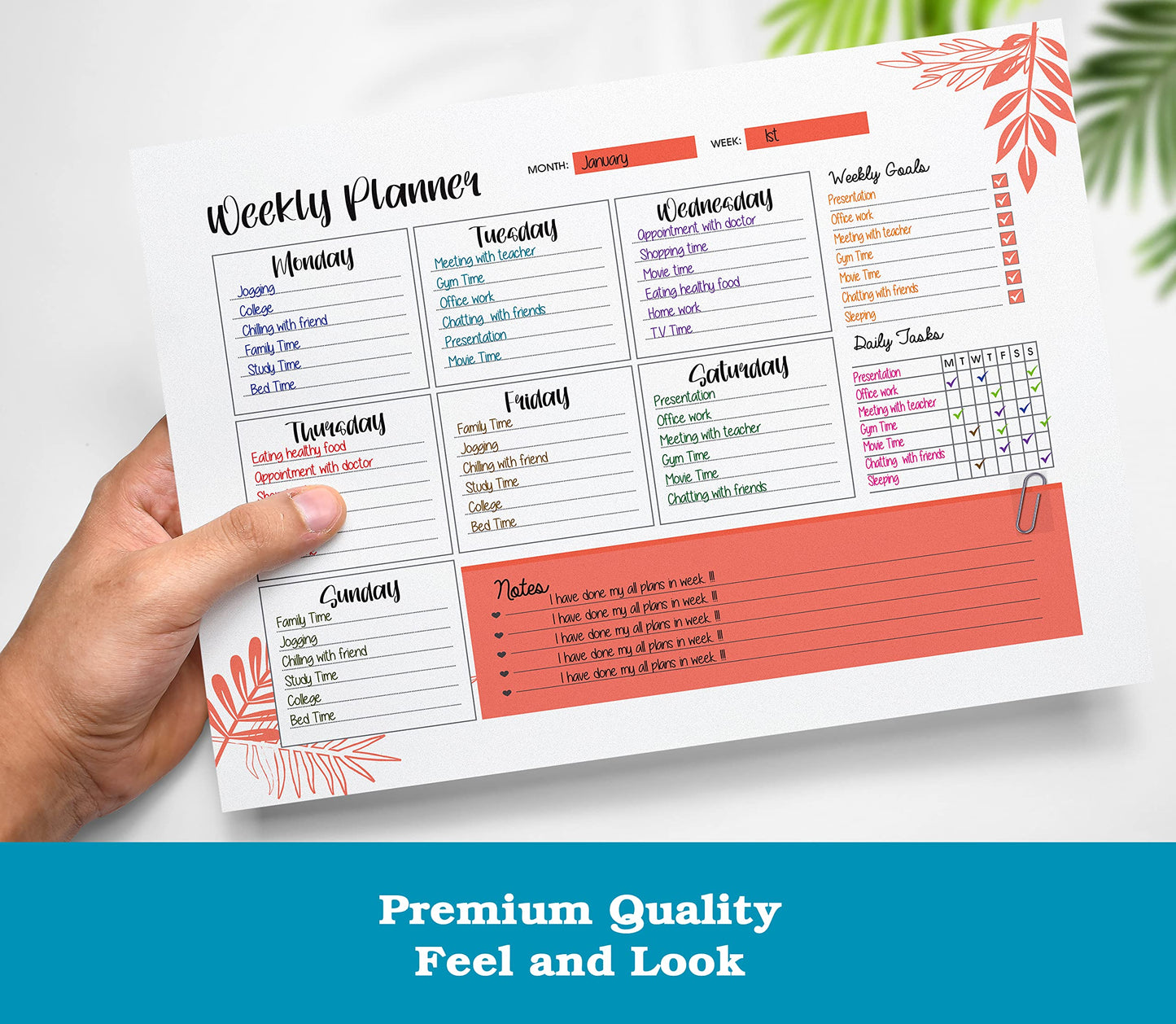 Giftinghouse Weekly Planner Notepad | 52 Luxury Sheets | Daily Planner | To do List Notepads | Weekly Meal Planner | Desk pad for Teachers, Students, Business Appointments.