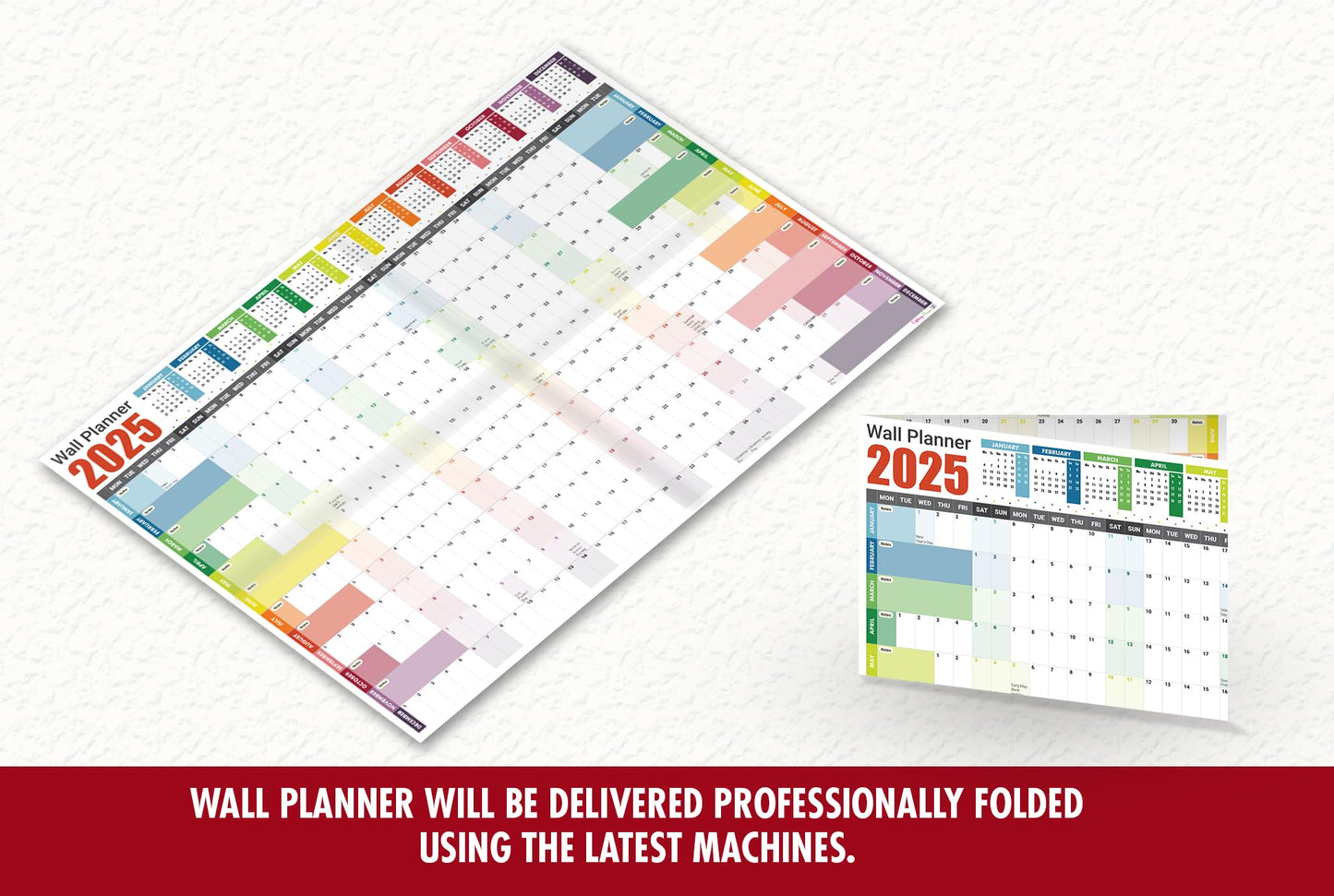 2025 Wall Planner A1 Laminated - Full Year Wall Planner 2025 UK - Wall Calendar 2025 with mount stickers for academic, office, home and school by (59.4 x 84.1 cm) - A1 size.