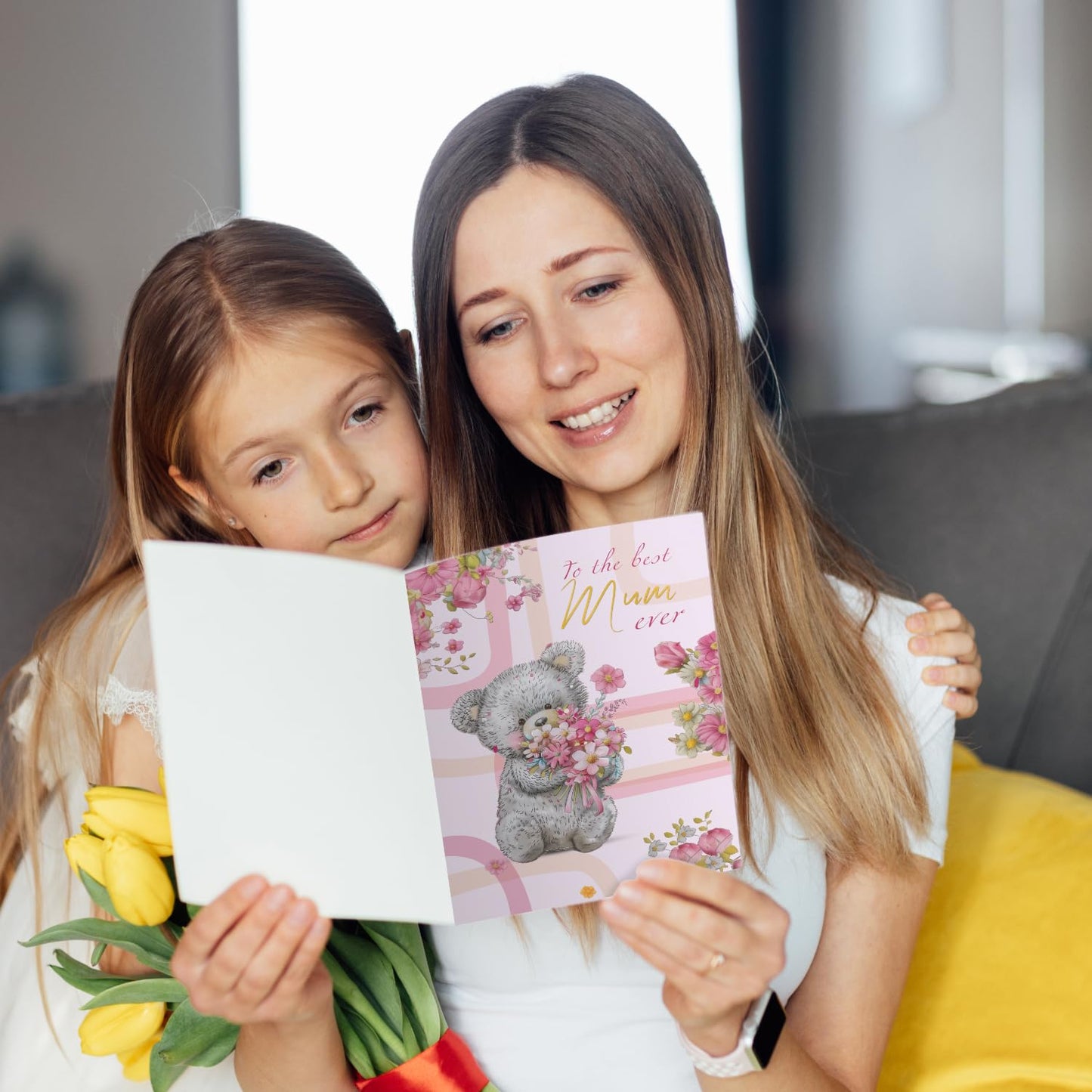 Giftinghouse A5 Foiled Mothers Day Card with Envelope - Mum Birthday Card - Luxury Mothers Day Cards for Mum from Daughter and Son - Made in UK (2 PACK)