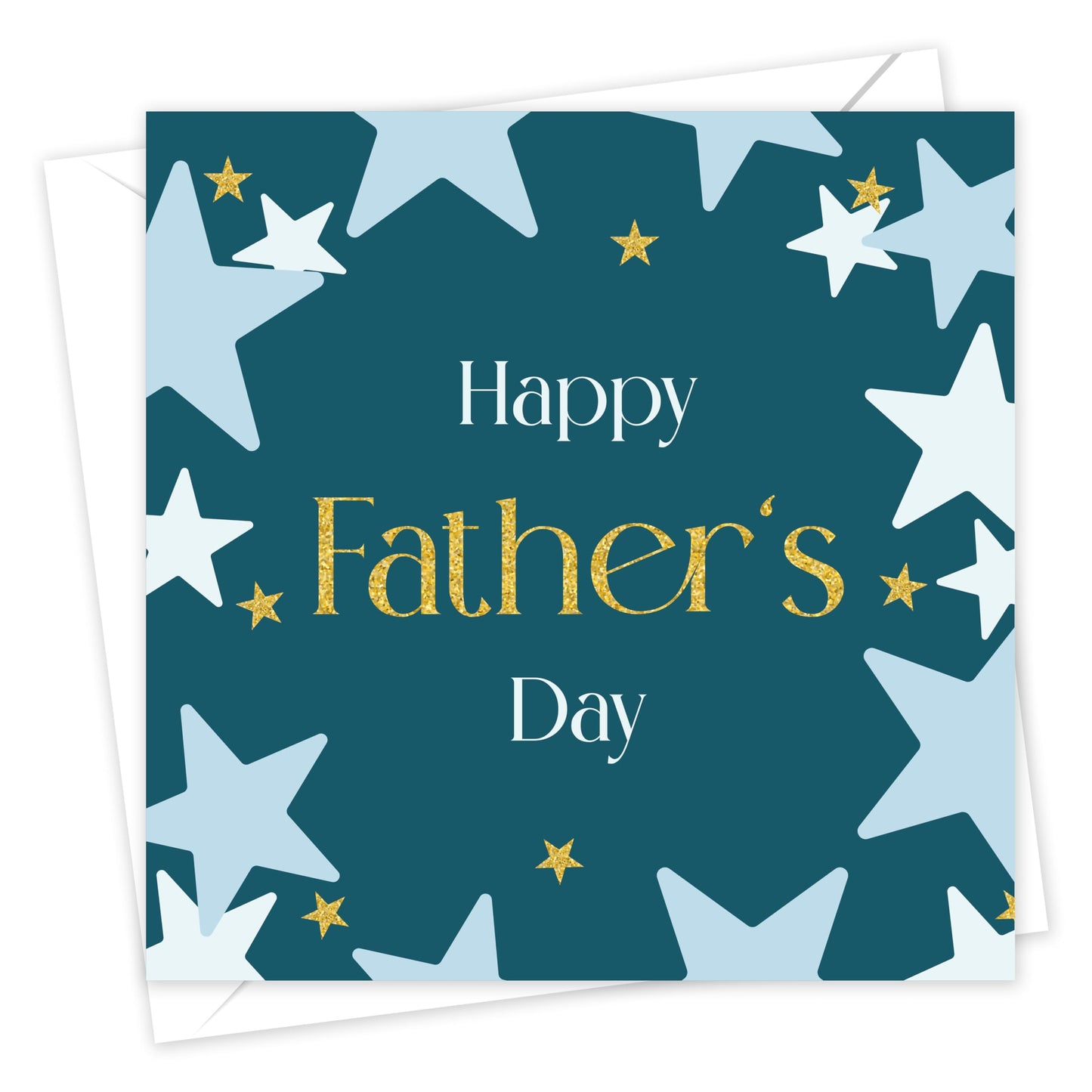 Happy Fathers Day Card from Son or Daughter – Gold Foil Star Design Father's Day Card – 15x15cm – Made in the UK