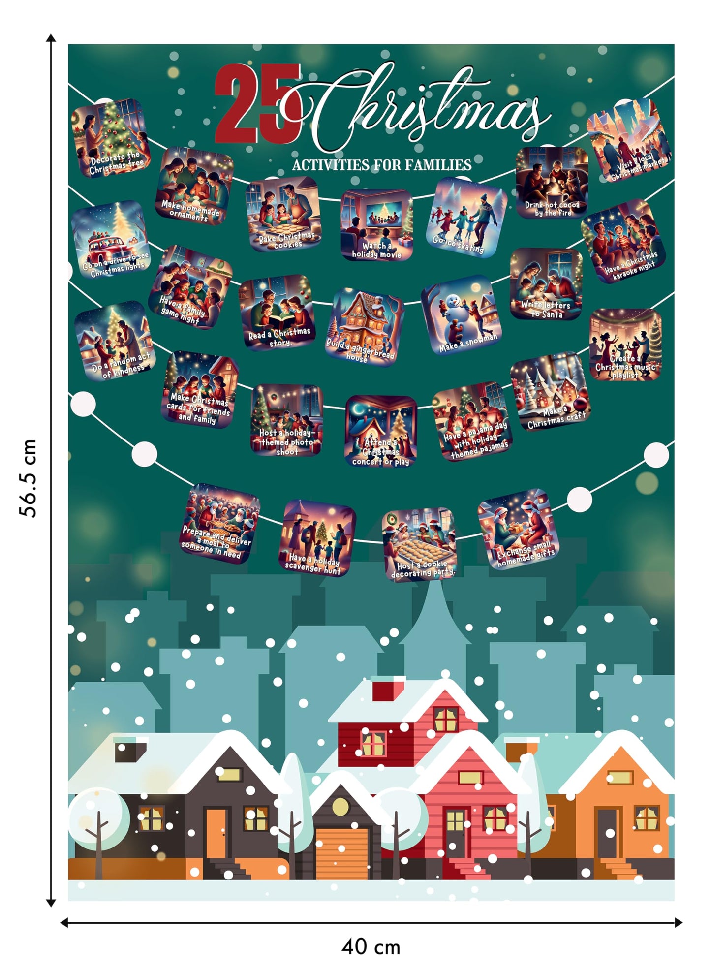 25 Christmas Activities for Families - A2 Size Christmas Scratch Off Poster - Perfect Christmas Eve Activities to Do Together with Family - Best Family Christmas Gifts for All Ages - Made in the UK