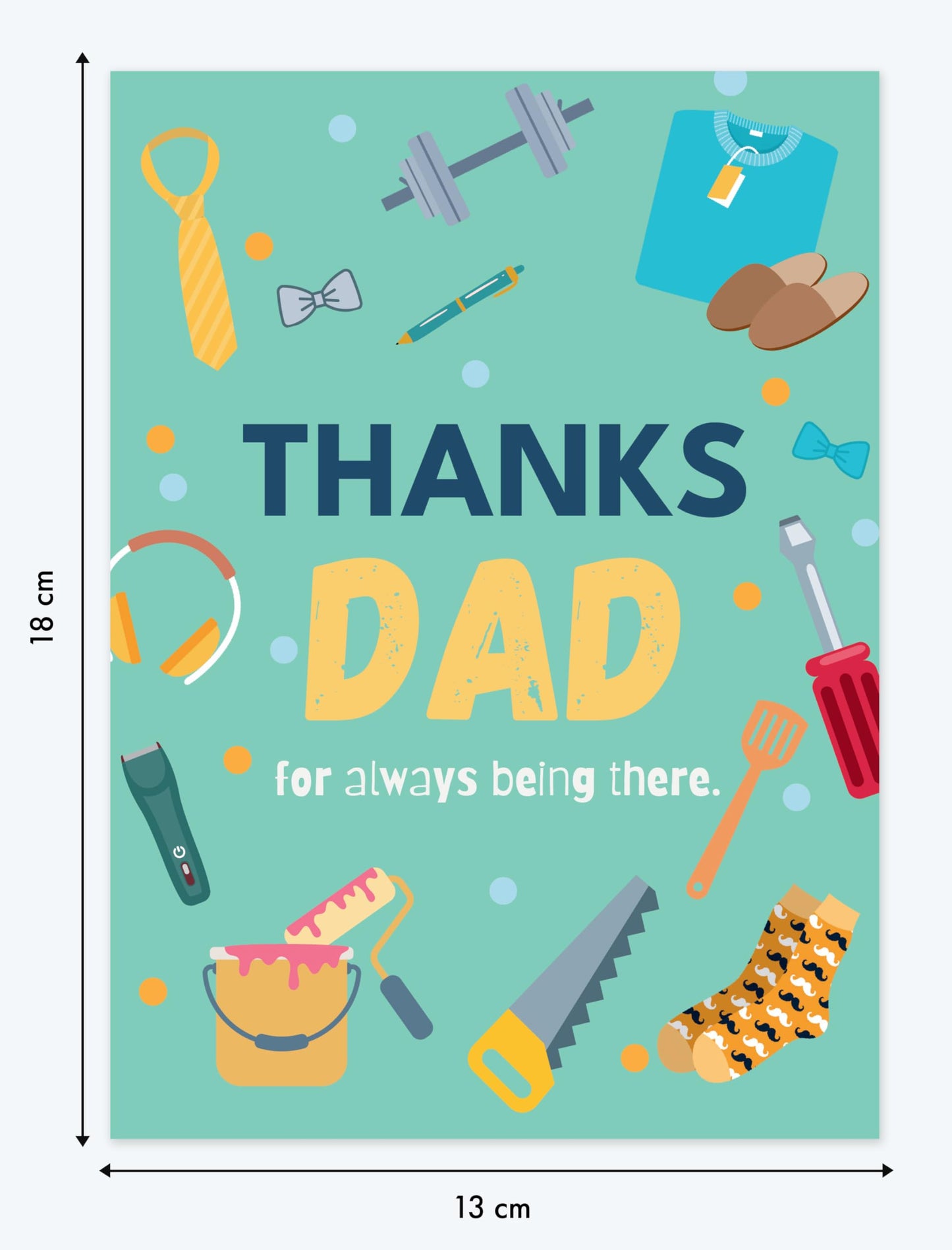 Giftinghouse Father's Day Card with Envelope, Happy Fathers Day Card From Son, Daughter, Featuring a Heartfelt Message Thanks Dad, for Always Being There! Happy Fathers Day Greeting Card, Made in UK