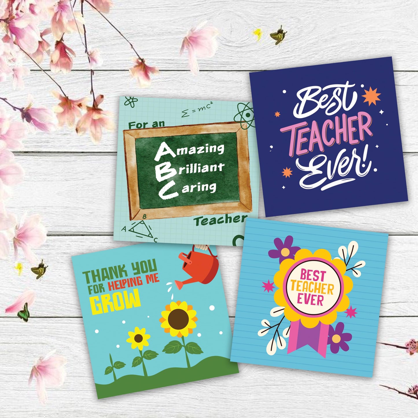 Giftinghouse 6 Thank You Teacher Cards Multipack with Envelopes - Greeting cards for Women Men Ecofriendly cards Printed and Packed in UK