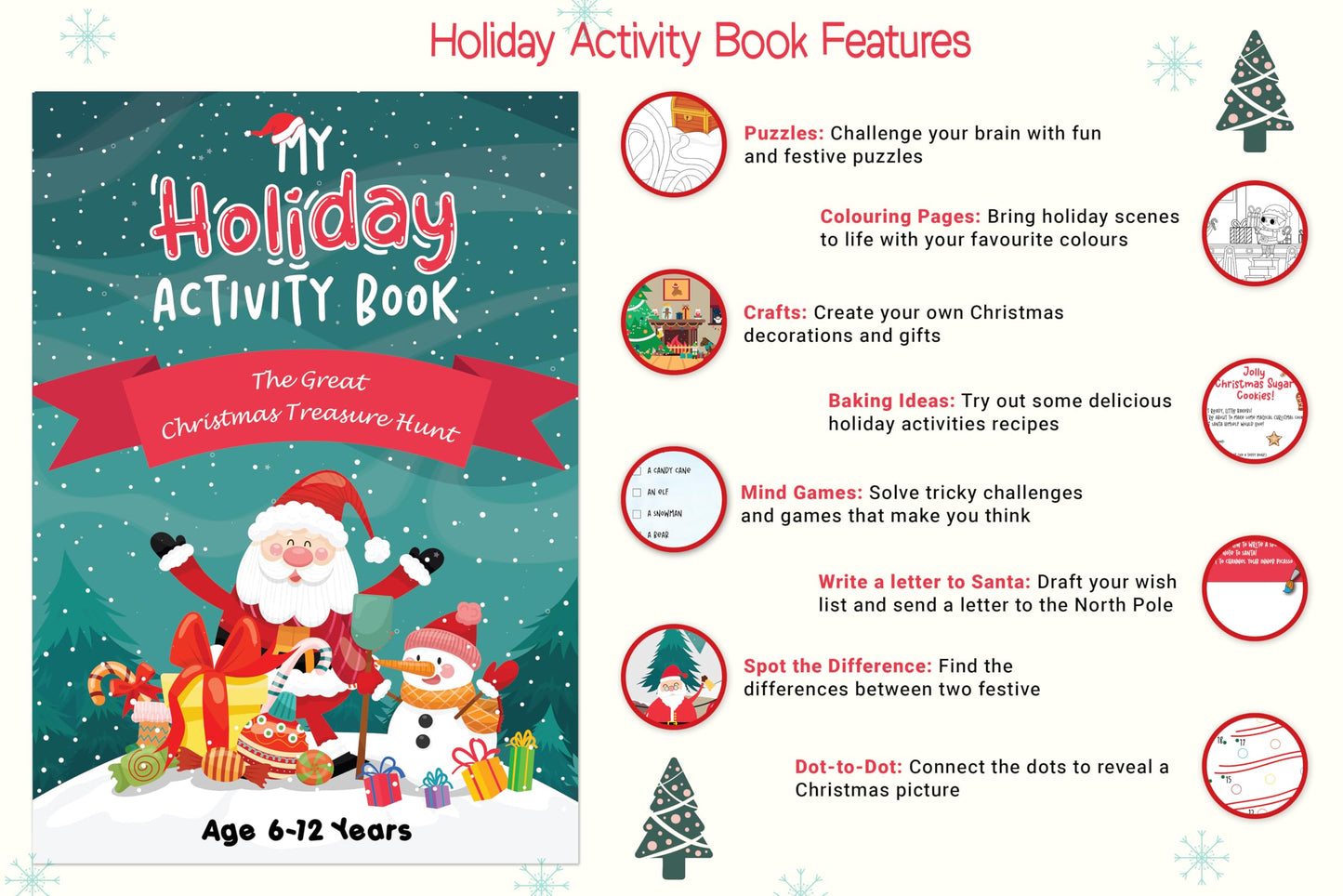 Christmas Activity Book for Kids with Fun Colouring Pages - A Children’s Christmas Activity Colouring Book with Fun Mazes, Puzzles, Cookie Decorating, Games, Colouring Pages and Santa’s Special Notes