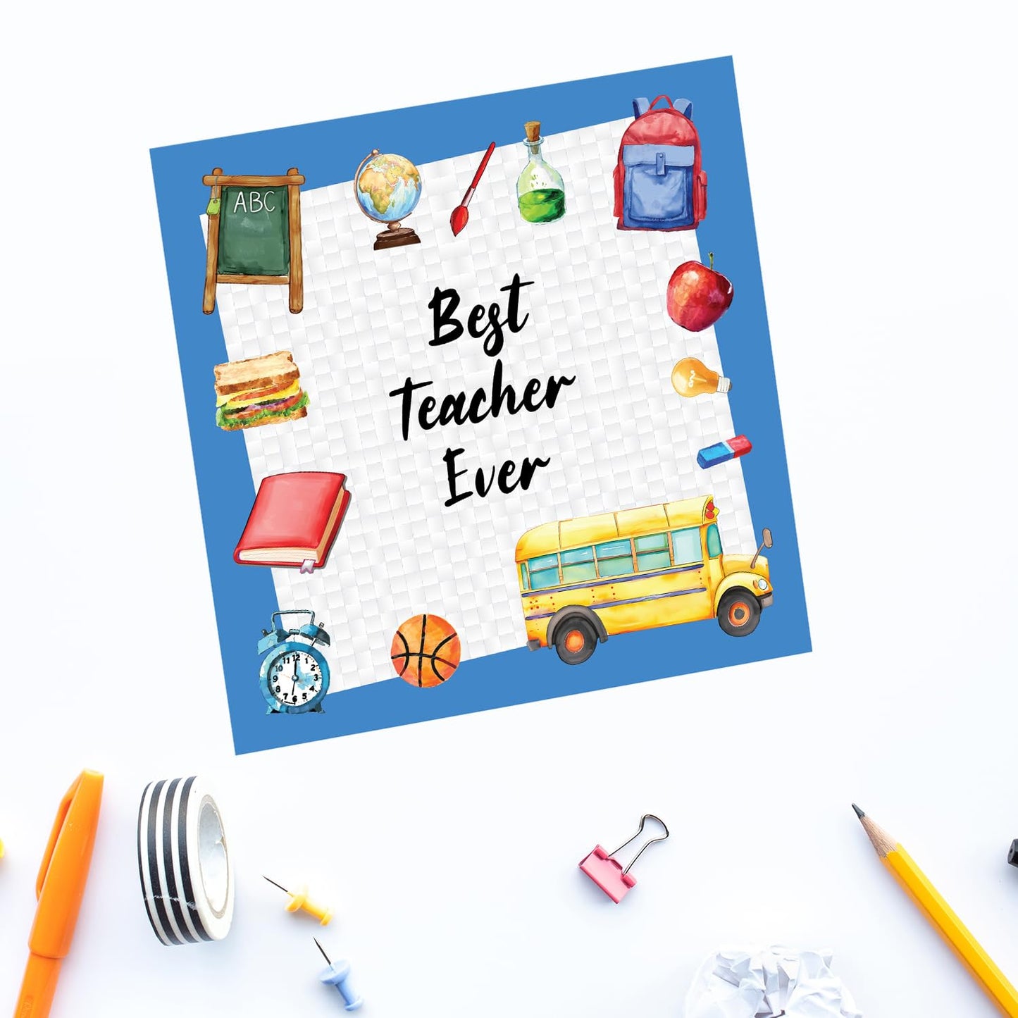 Teacher Thank You Card with Envelope - Thank You Teacher Card for Women and Men Best Teacher Ever - Made in the UK