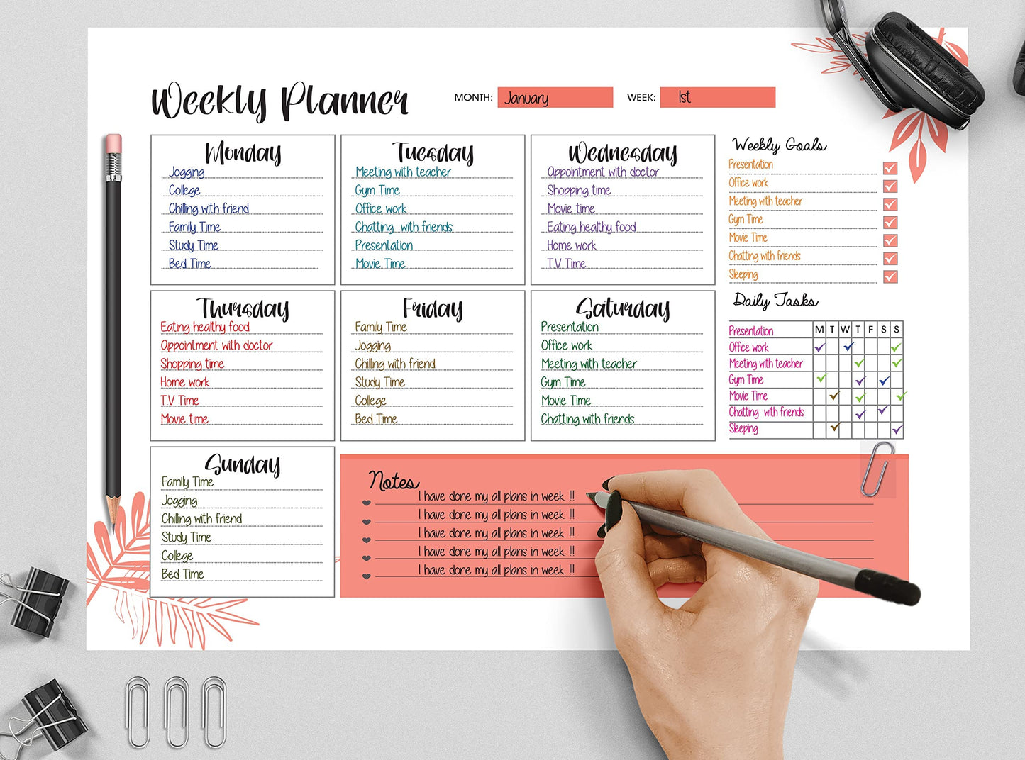 Giftinghouse Weekly Planner Notepad | 52 Luxury Sheets | Daily Planner | To do List Notepads | Weekly Meal Planner | Desk pad for Teachers, Students, Business Appointments.