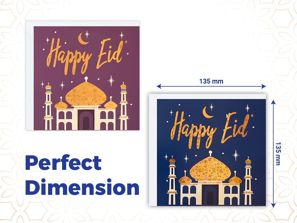 Giftinghouse Eid Cards Pack of 4/12 with envelopes - Eid Mubarak Cards multipack greetings cards - Eco Friendly happy Eid card for kids and Family