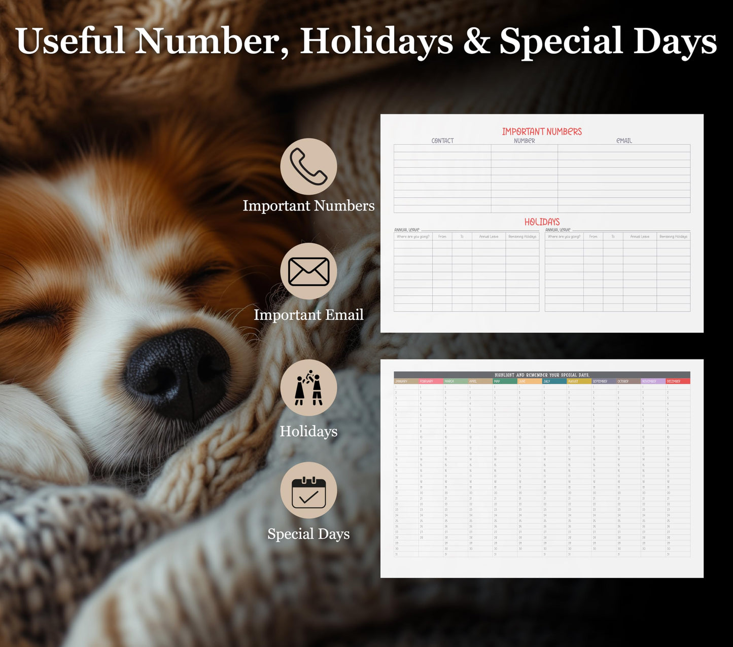 Wall Calendar 2025 UK - A4 Dog 2025 Calendar, Month-to-View (Jan 2025 - Dec 2025) - Eco-Friendly, A3 When Open, Made in the UK
