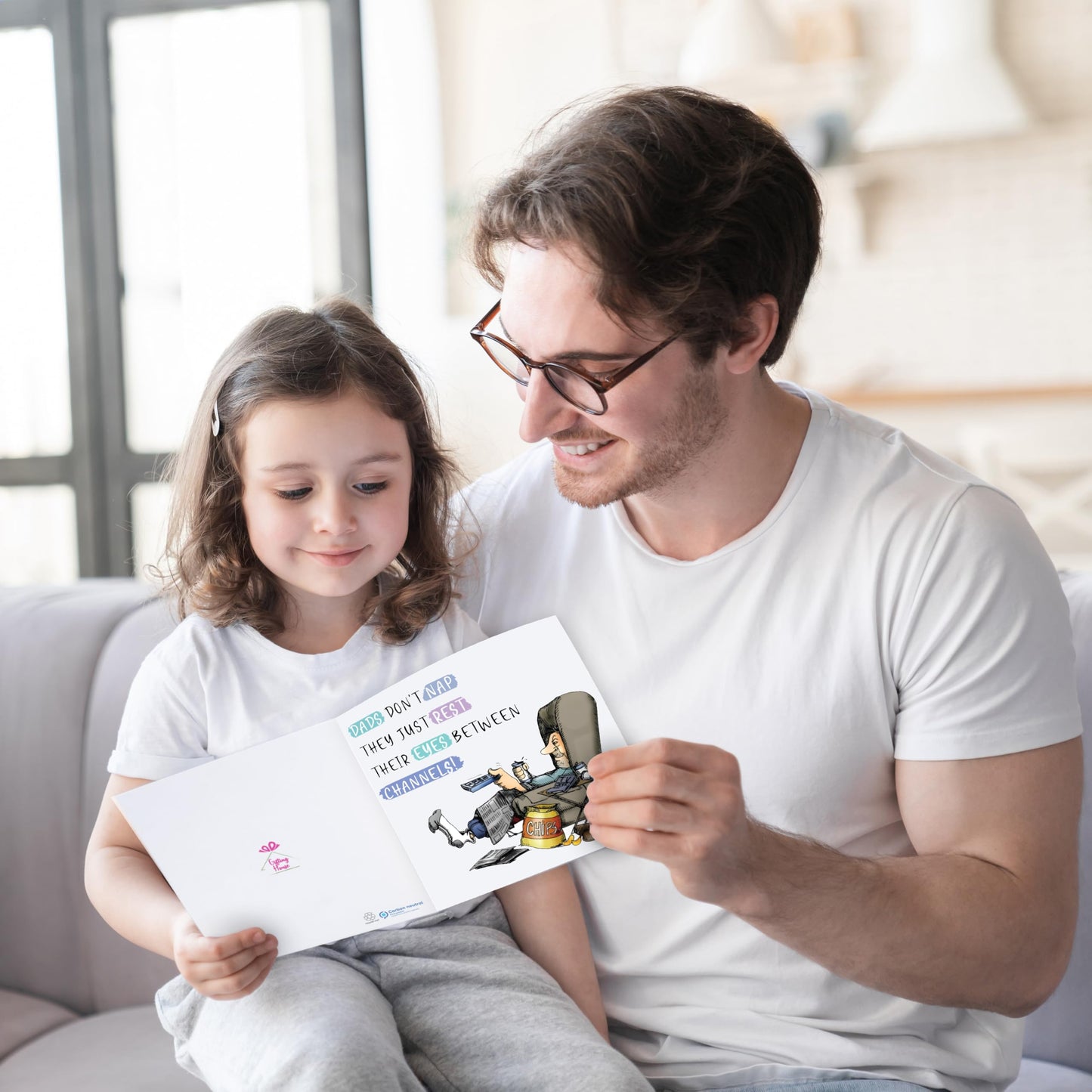 Funny Fathers Day Card for Dad from Daughter or Son - Dads Don’t Nap card - 15x15cm Size with Inside Message – Made in the UK. - Dad Birthday Card Funny.