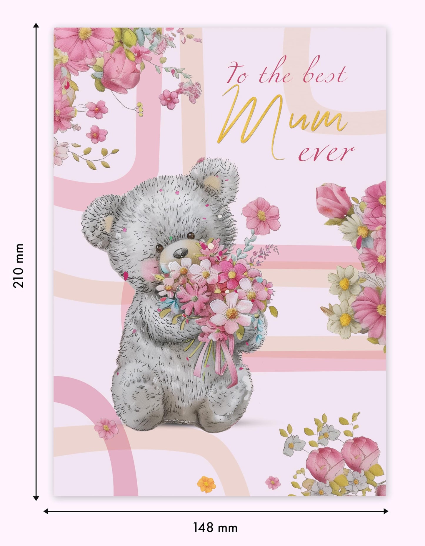 Giftinghouse A5 Foiled Mothers Day Card with Envelope - Mum Birthday Card - Luxury Mothers Day Cards for Mum from Daughter and Son - Made in UK (2 PACK)