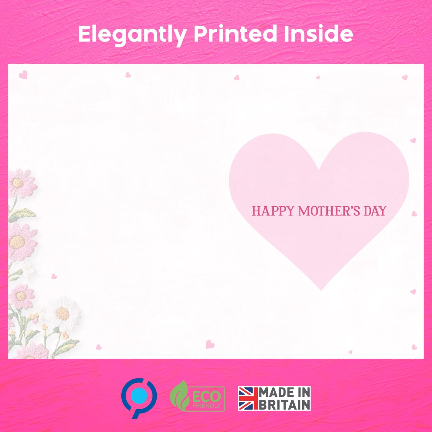 Mothers Day Card for Mum | Gold Foil Cute Teddy Bear Design with Pink Heart | Embossed Sticker & Envelope | Happy Mother’s Day Card from Daughter or Son | 22x15.5 cm | Eco-Friendly 350 GSM
