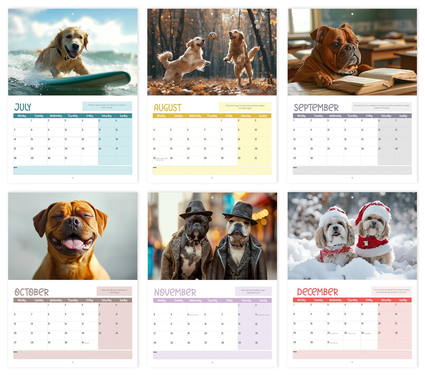 Wall Calendar 2025 UK - A4 Dog 2025 Calendar, Month-to-View (Jan 2025 - Dec 2025) - Eco-Friendly, A3 When Open, Made in the UK