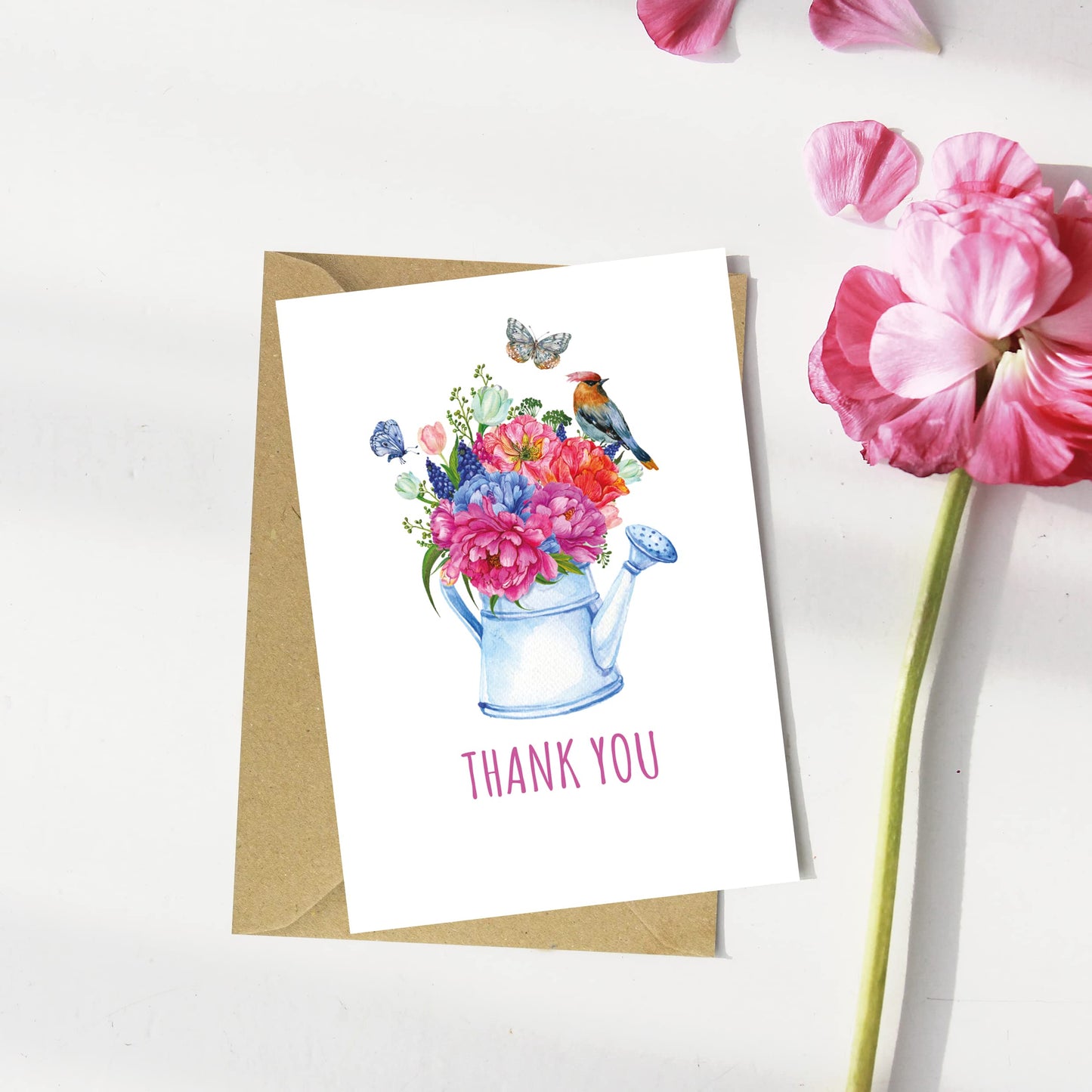 Giftinghouse Thank You Cards Multipack with Envelopes 12/24/48 Packs – Floral Design with Kraft Envelopes - Greeting cards for small business, wedding, kids Fully recyclable.