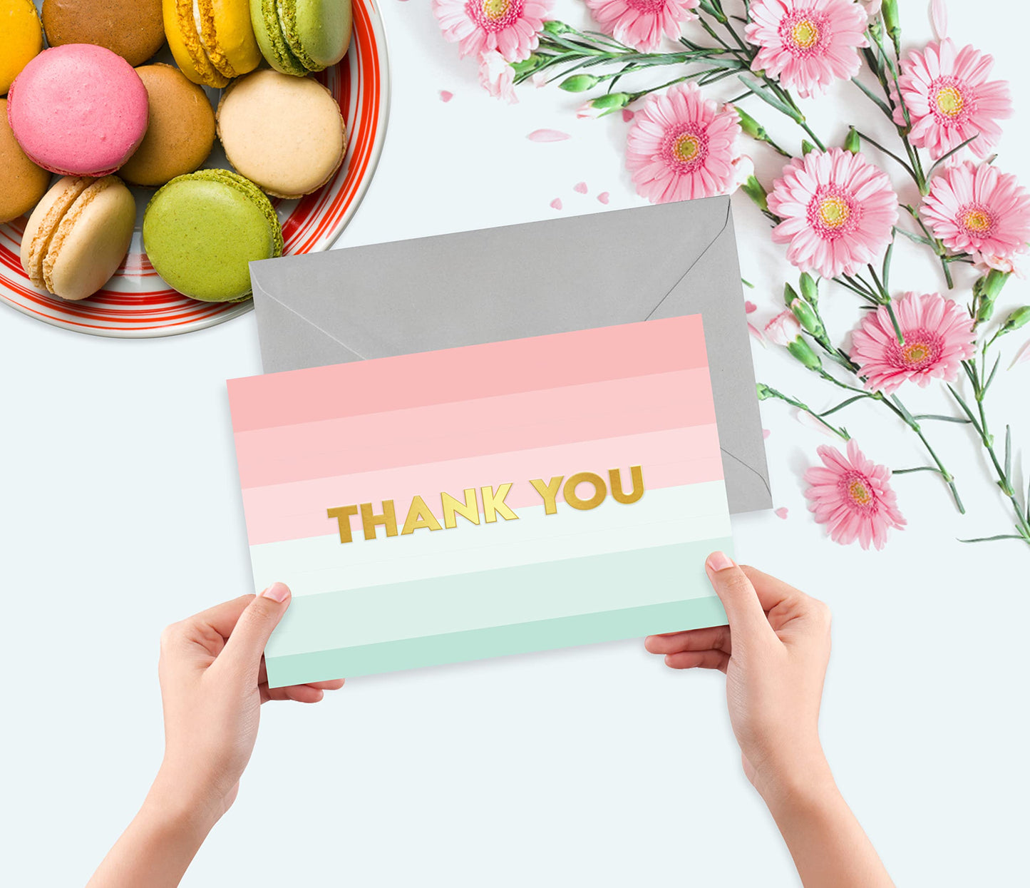 Giftinghouse 3D Foil Thank You Cards Multipack with Envelopes - Embossed Foil Greeting Cards for Wedding, Kids, Teachers, Notes and Gifts (48 PACKS)