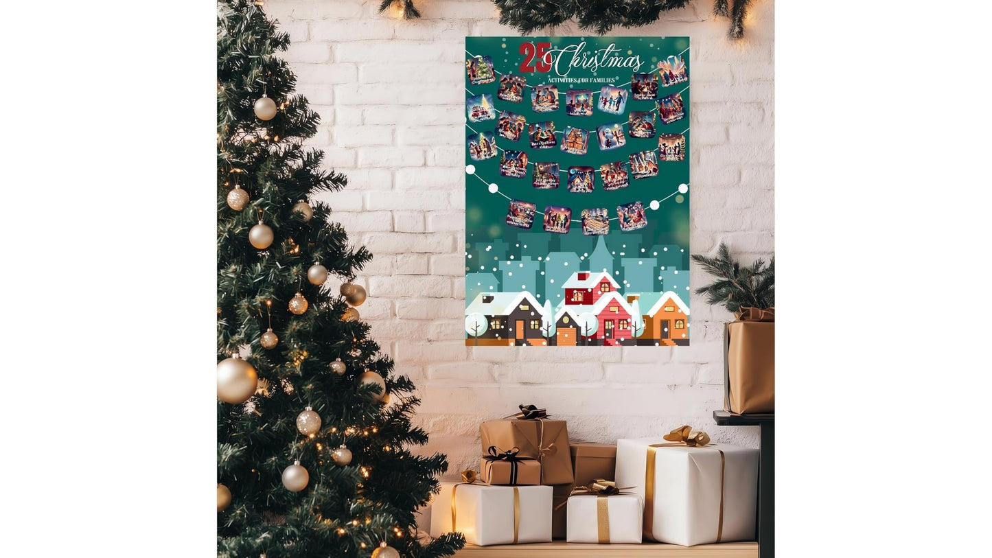 25 Christmas Activities for Families - A2 Size Christmas Scratch Off Poster - Perfect Christmas Eve Activities to Do Together with Family - Best Family Christmas Gifts for All Ages - Made in the UK