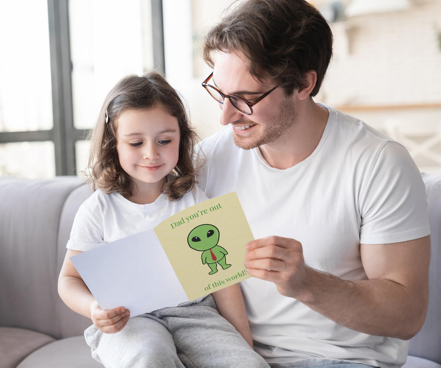 Father's Day Card with Envelope - Happy Fathers Day Card From Son, Daughter with a Heartfelt Message: 'You're Out of this World' - Made in UK