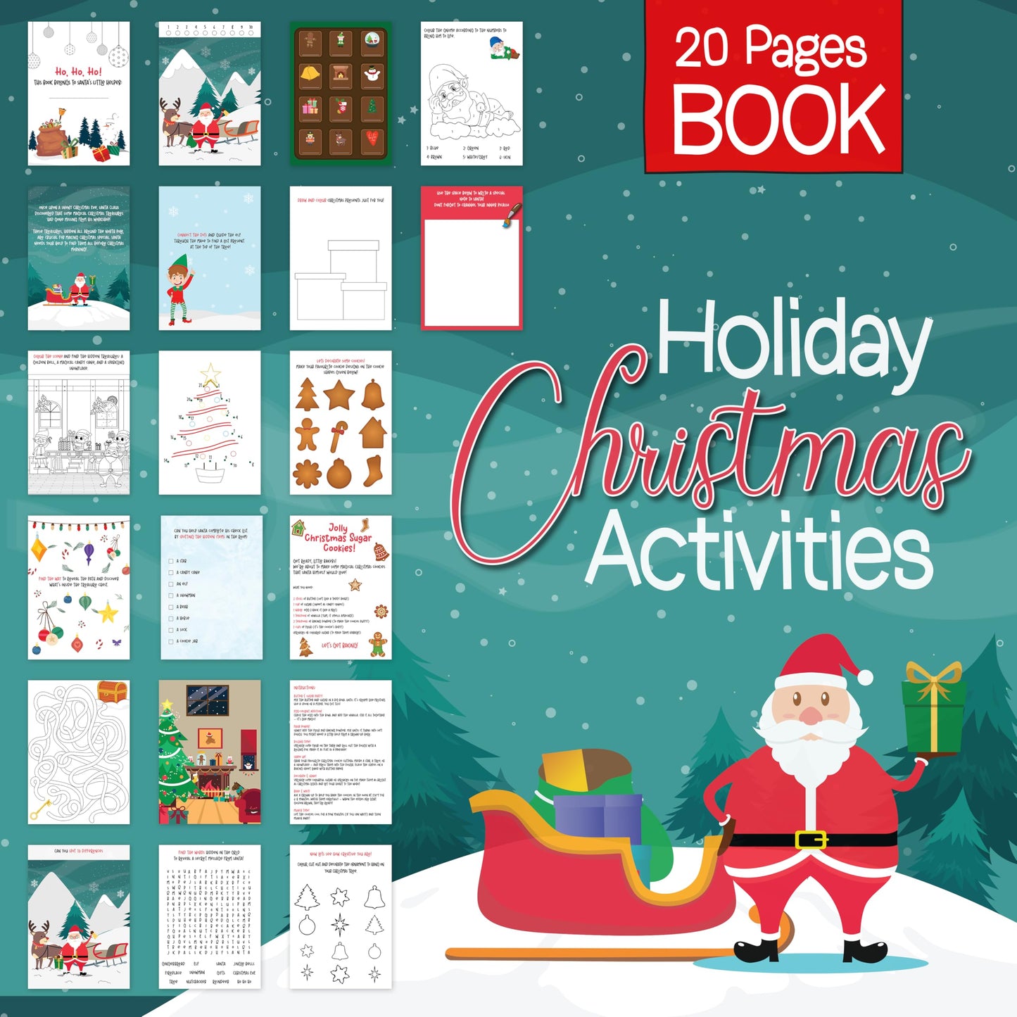 Christmas Activity Book for Kids with Fun Colouring Pages - A Children’s Christmas Activity Colouring Book with Fun Mazes, Puzzles, Cookie Decorating, Games, Colouring Pages and Santa’s Special Notes