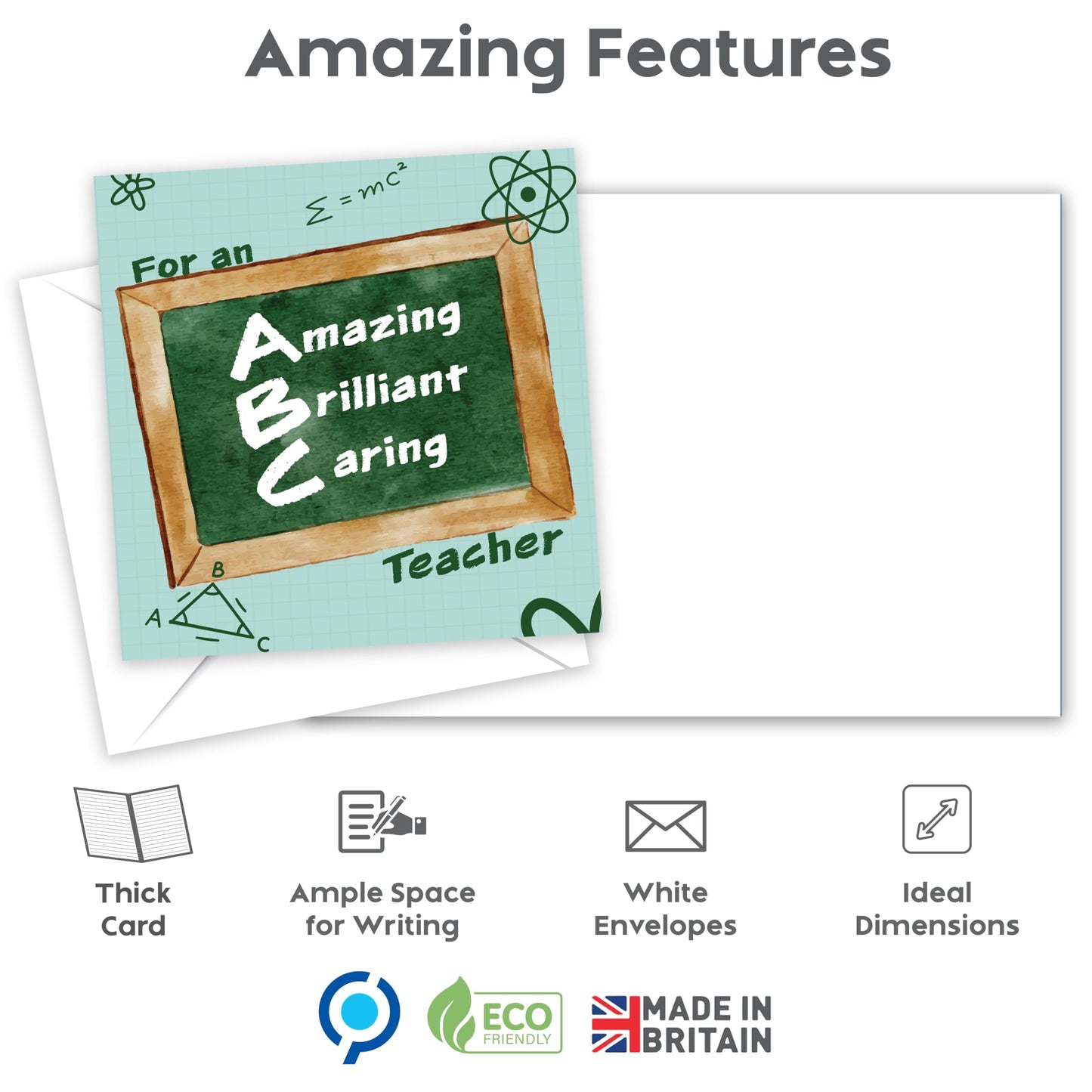 Giftinghouse 6 Thank You Teacher Cards Multipack with Envelopes - Greeting cards for Women Men Ecofriendly cards Printed and Packed in UK
