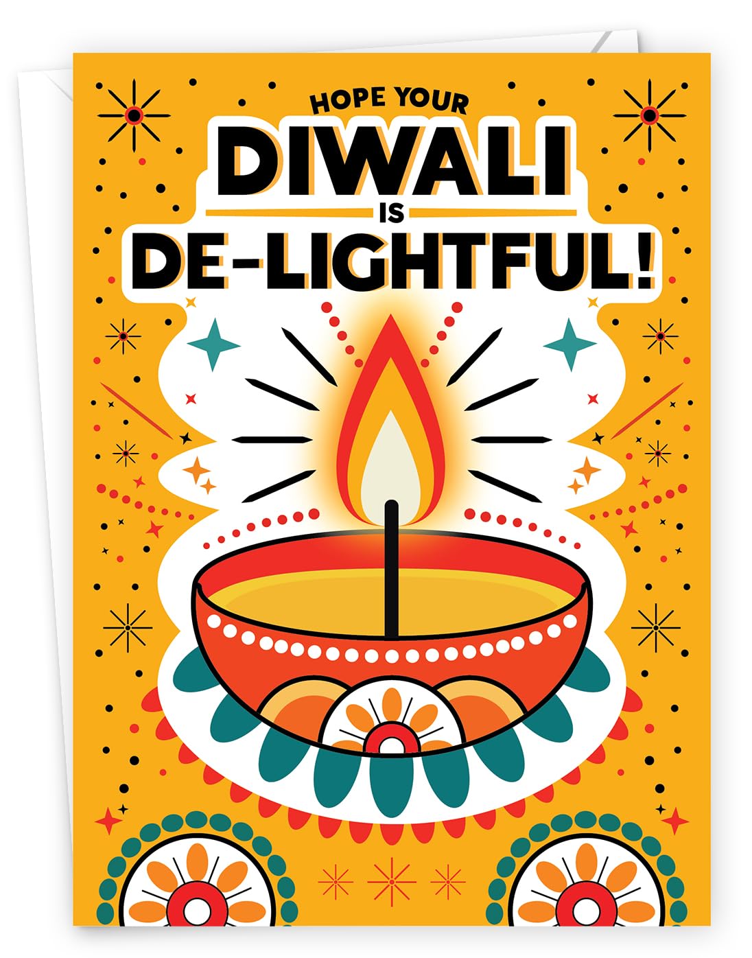 3D Light-Up Diwali Card with Envelope – Eco-Friendly Happy Diwali Card with Diya Design – Perfect for Diwali Decorations, Upto 36 hours light time – Made in UK