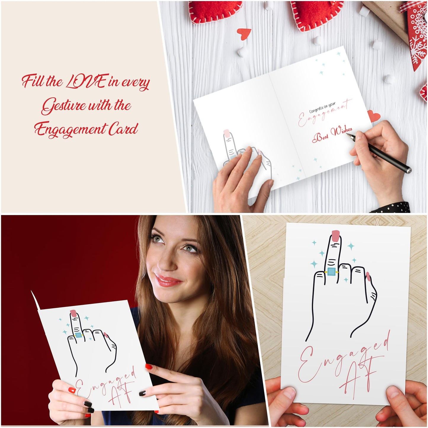 Engagement Card for Couple with Envelope - Congratulations Engagement Card for Him, Her, Friend - Made in the UK
