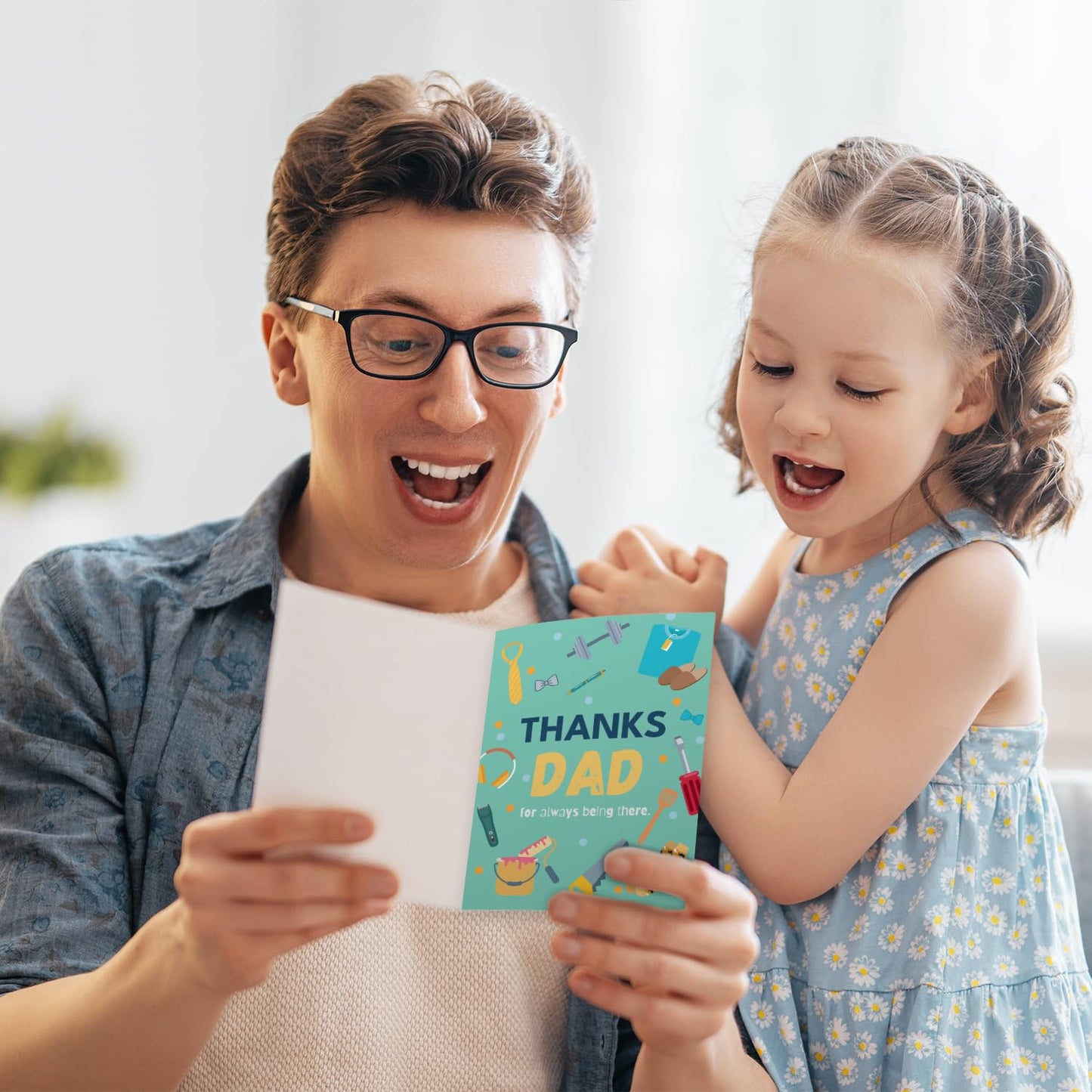 Giftinghouse Father's Day Card with Envelope, Happy Fathers Day Card From Son, Daughter, Featuring a Heartfelt Message Thanks Dad, for Always Being There! Happy Fathers Day Greeting Card, Made in UK