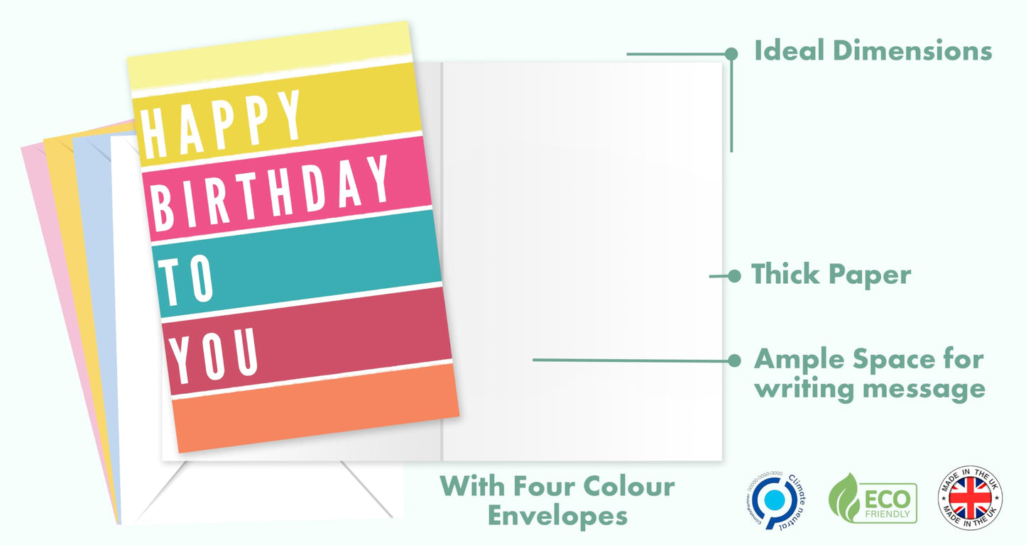 Giftinghouse Birthday Cards Multipack With Multi Coloured Envelopes, Pack of 24/48 Assorted Designs Ecofriendly Birthday cards for Women, Men & kids -Bulk Happy Birthday Notes β Made in UK.