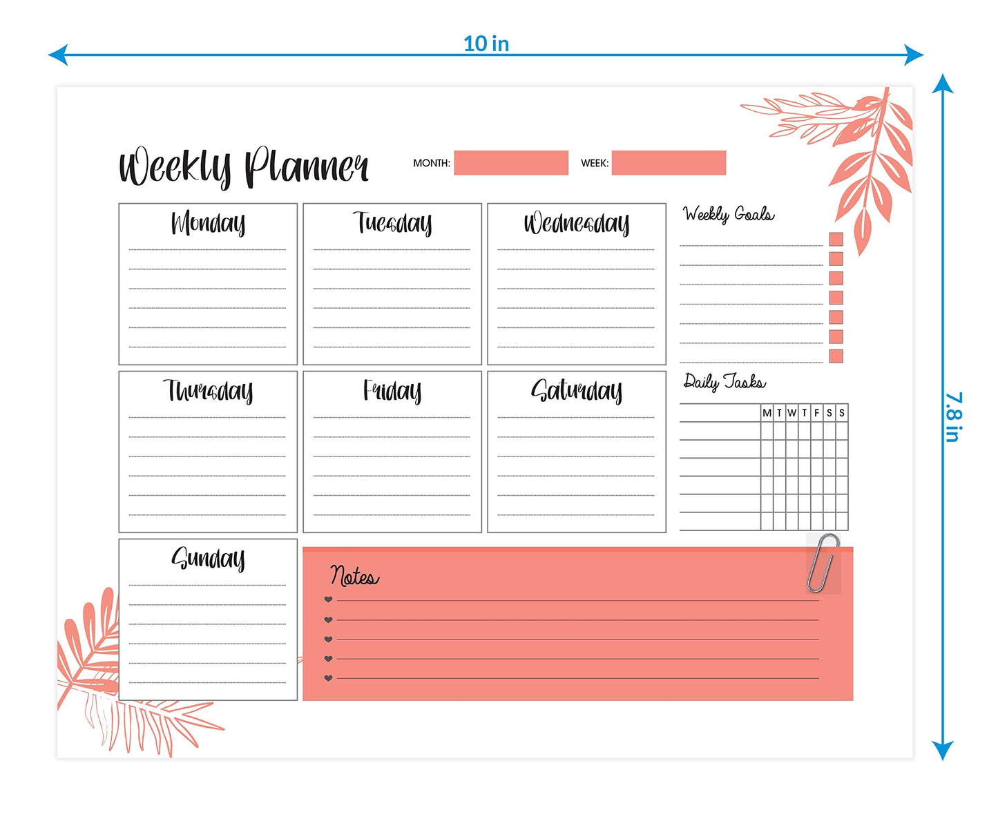 Giftinghouse Weekly Planner Notepad | 52 Luxury Sheets | Daily Planner | To do List Notepads | Weekly Meal Planner | Desk pad for Teachers, Students, Business Appointments.