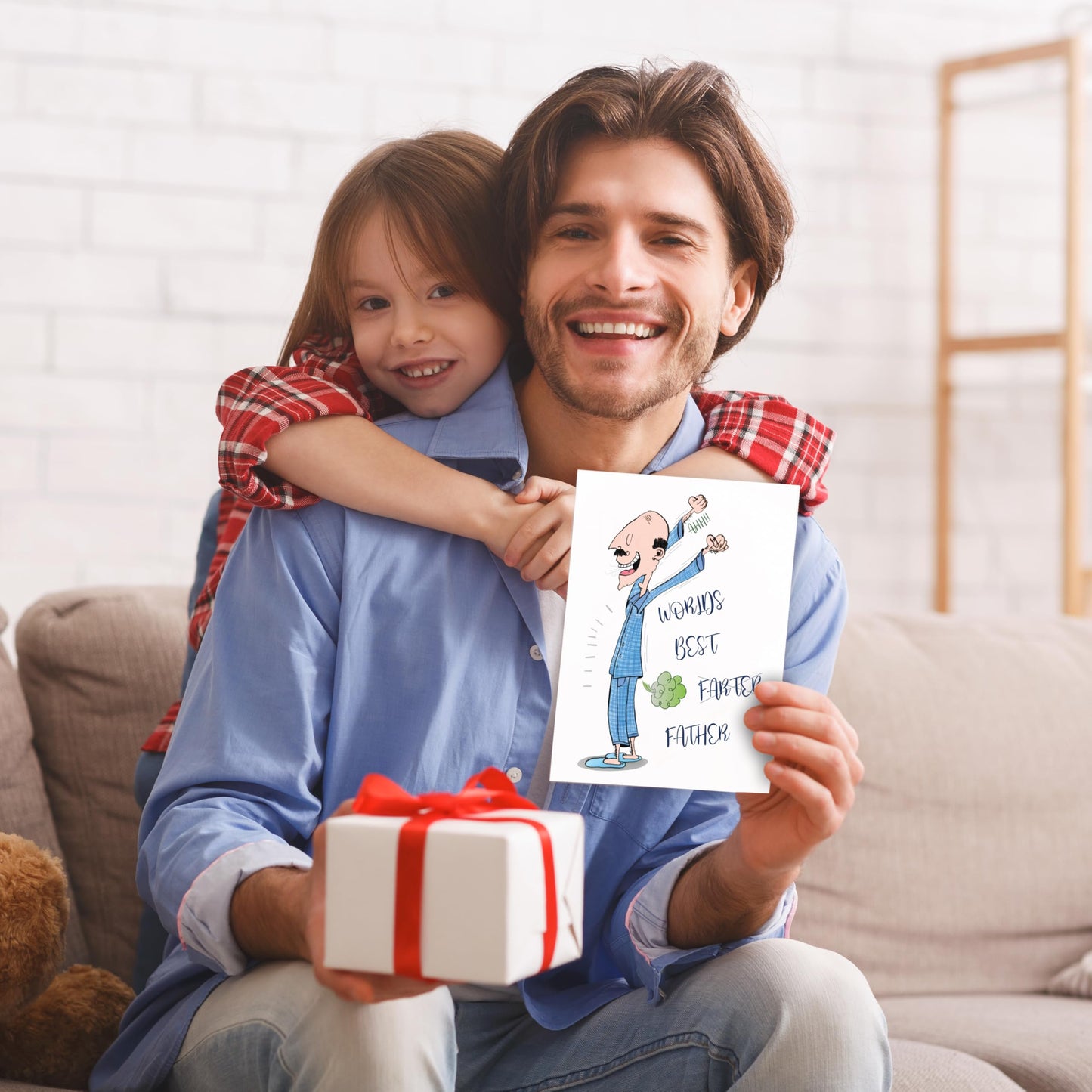Funny Fathers Day Card from Son or Daughter – “World’s Best Farter” Joke – Humorous Dad Birthday Card – 18x13cm Size with Inside Message – Made in the UK