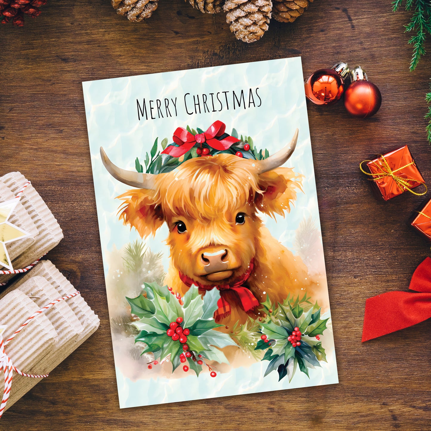 Giftinghouse Christmas Cards Multipack of 24 – Cute Highland Cow Xmas Cards 2025 – Festive Winter & Farm Animal Designs – 15 x 10 cm – Festive Greeting Cards for Family, Kids & Friends – Made in UK
