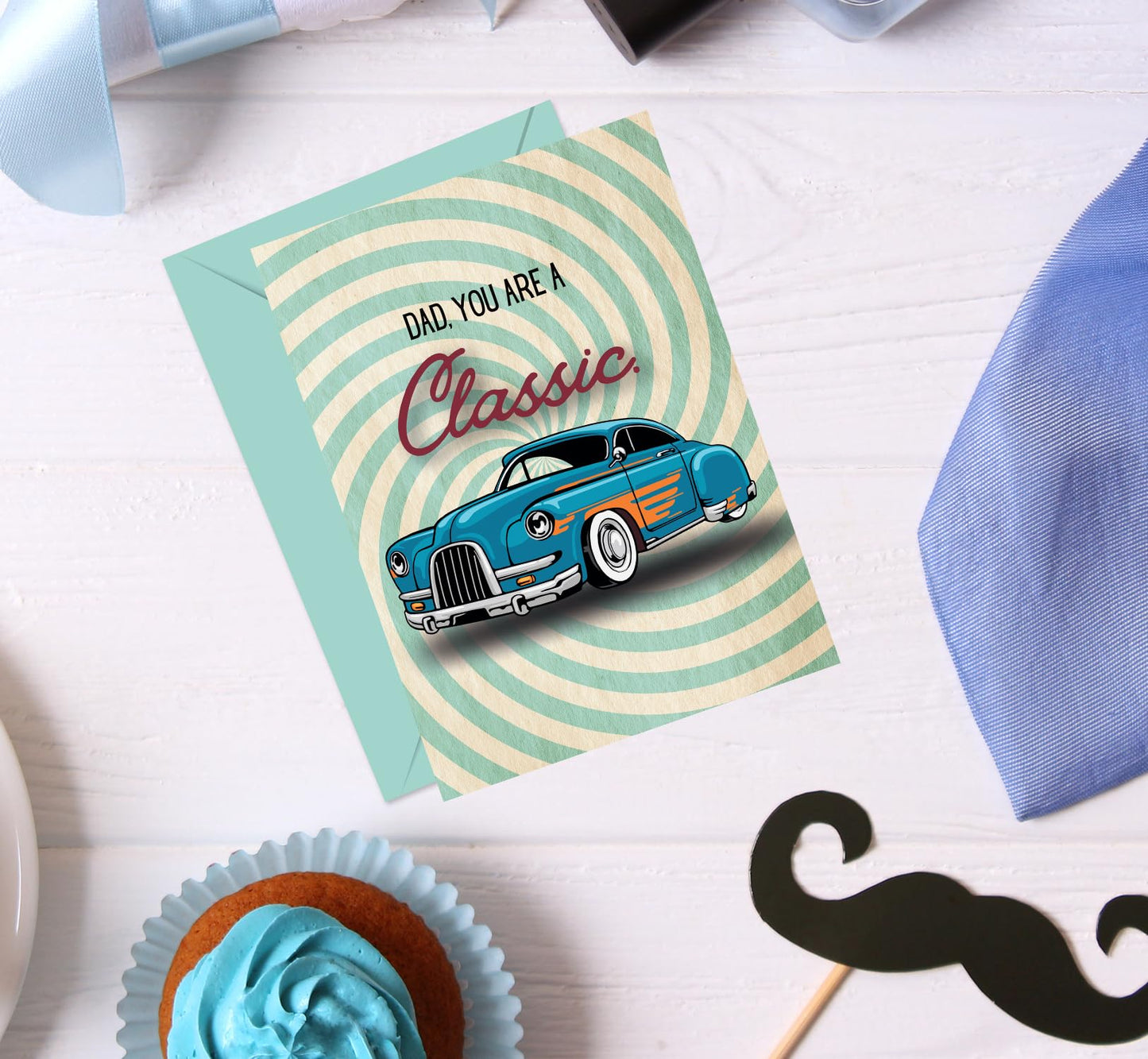 Giftinghouse Father's Day Card with Keyring and Luxury Wax Seal, Happy Fathers Day Card From Son, Daughter - Gift For Dad You're A Classic, Greeting Card from Kids - Made in UK