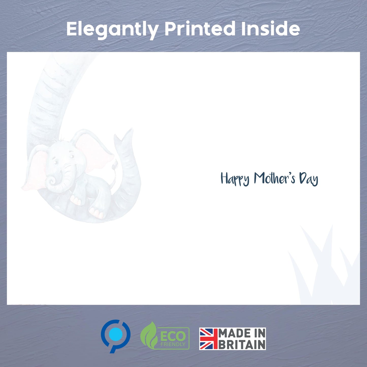 Mothers Day Card for Mum with Envelope | Cute Elephant Design | Happy Mother’s Day Card from Daughter or Son | 22x15.5 cm – Eco-Friendly 350 GSM - Made in the UK