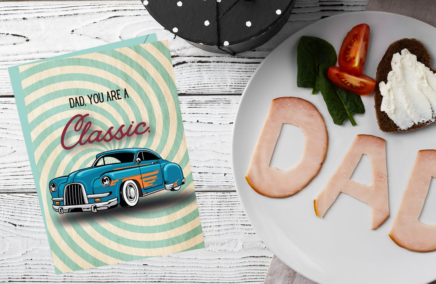 Giftinghouse Father's Day Card with Keyring and Luxury Wax Seal, Happy Fathers Day Card From Son, Daughter - Gift For Dad You're A Classic, Greeting Card from Kids - Made in UK