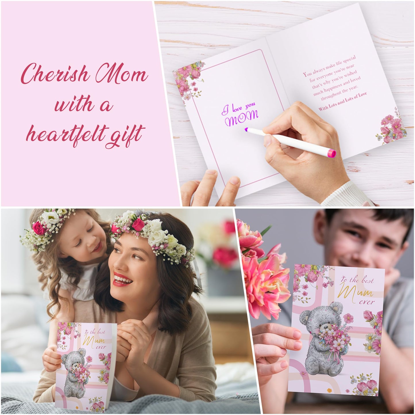 Giftinghouse A5 Foiled Mum Birthday Card with Envelope - Mothers Day Card - Luxury Mothers Day Cards for Mum from Daughter and Son - Made in UK