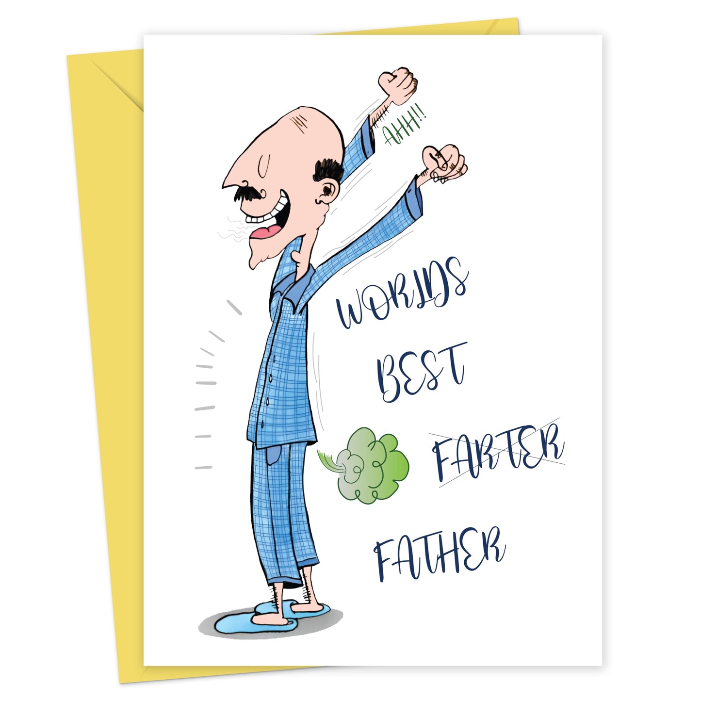 Funny Fathers Day Card from Son or Daughter – “World’s Best Farter” Joke – Humorous Dad Birthday Card – 18x13cm Size with Inside Message – Made in the UK