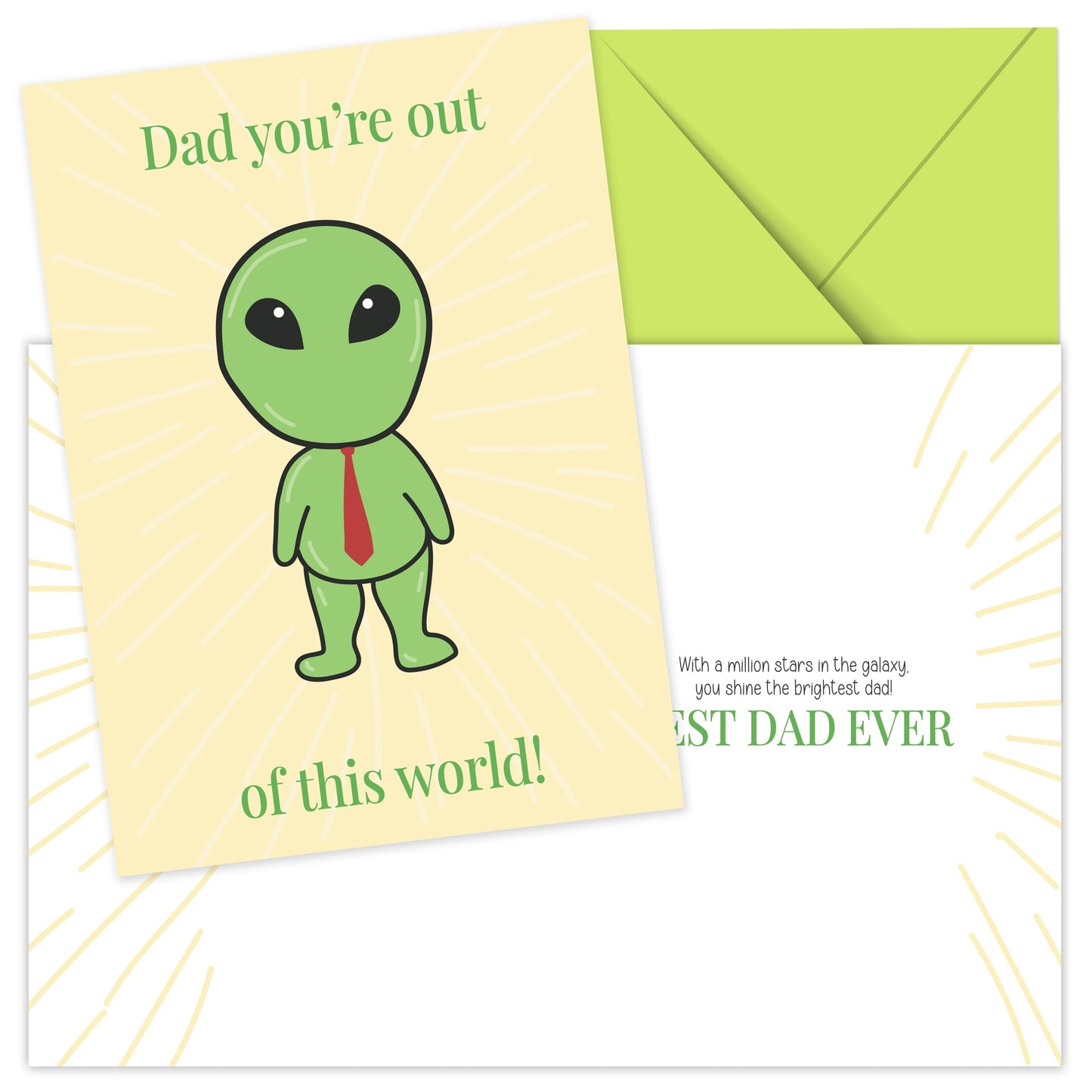Father's Day Card with Envelope - Happy Fathers Day Card From Son, Daughter with a Heartfelt Message: 'You're Out of this World' - Made in UK