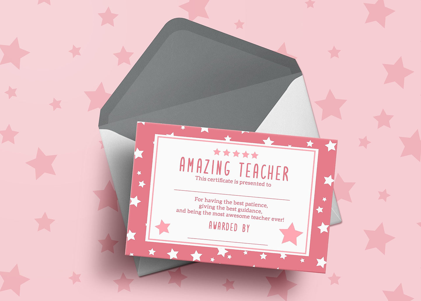 1/6 Premium Thank You Teacher Cards - Certificate for Amazing Teacher- Women Men Appreciation - Leaving Presents for Best, Nursery Teacher