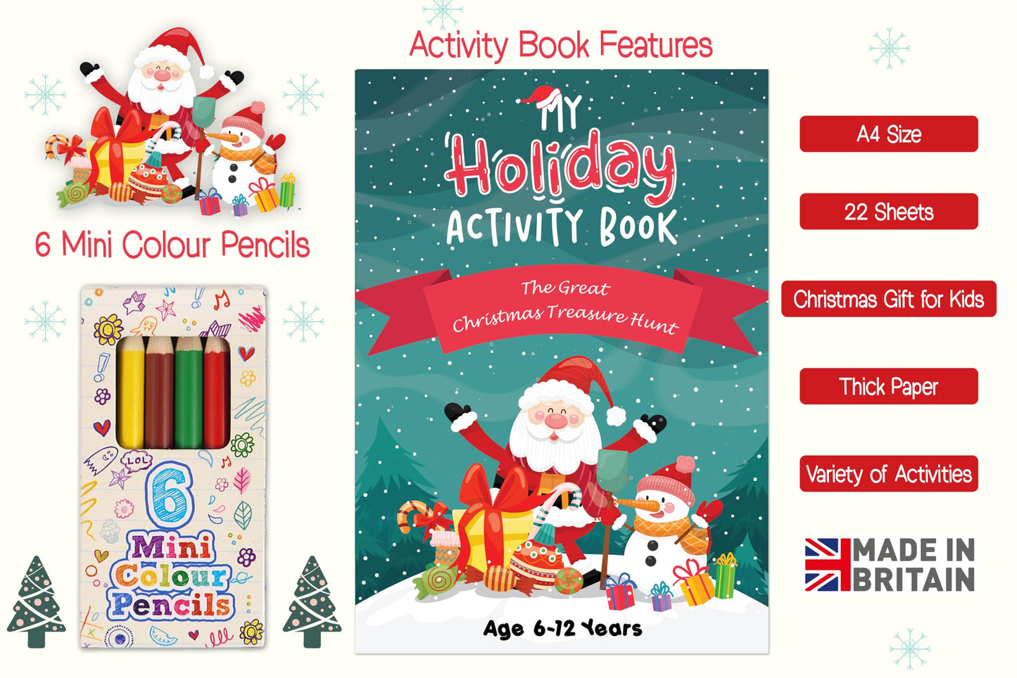Christmas Activity Book for Kids with Fun Colouring Pages - A Children’s Christmas Activity Colouring Book with Fun Mazes, Puzzles, Cookie Decorating, Games, Colouring Pages and Santa’s Special Notes