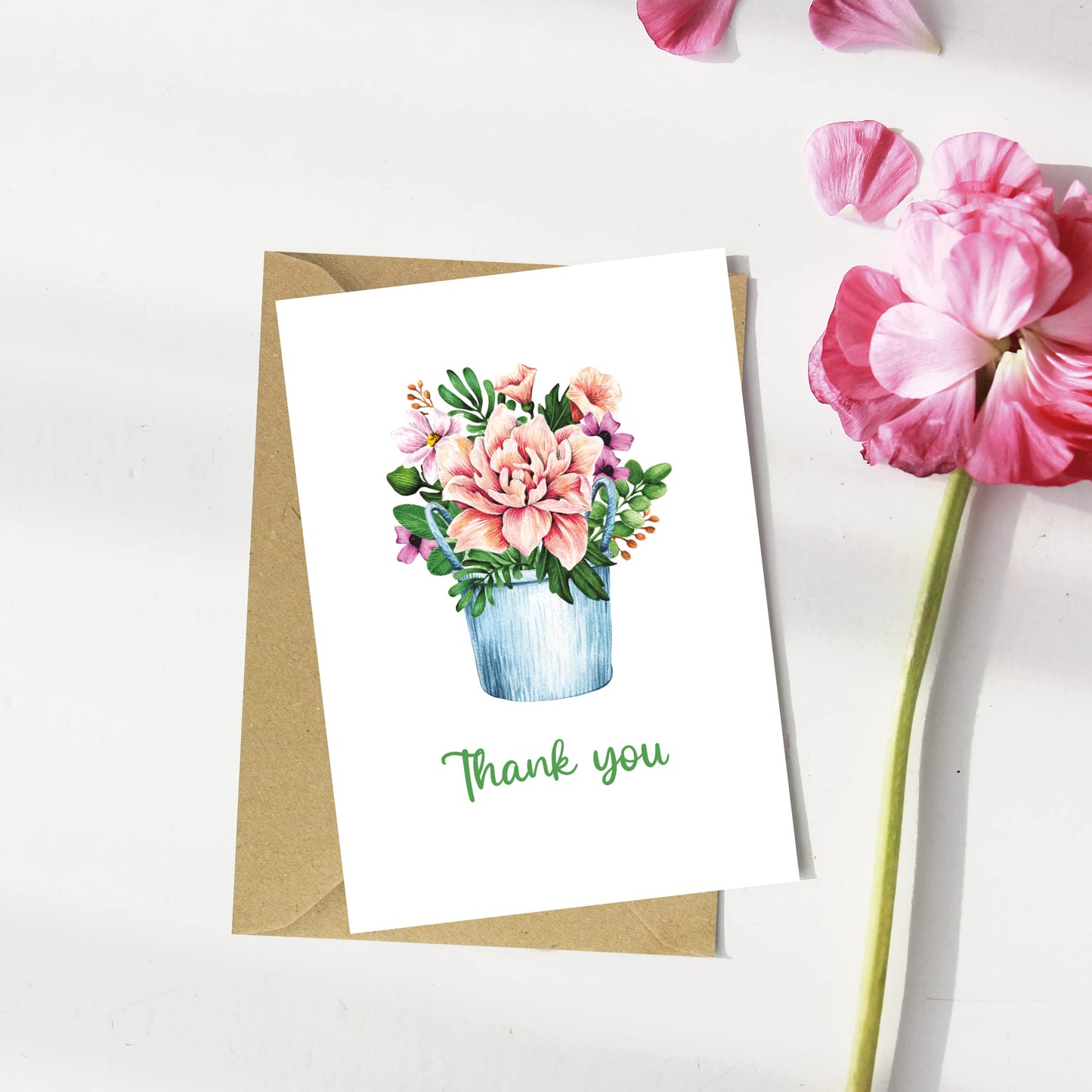 Giftinghouse Thank You Cards Multipack with Envelopes 12/24/48 Packs – Floral Design with Kraft Envelopes - Greeting cards for small business, wedding, kids Fully recyclable.