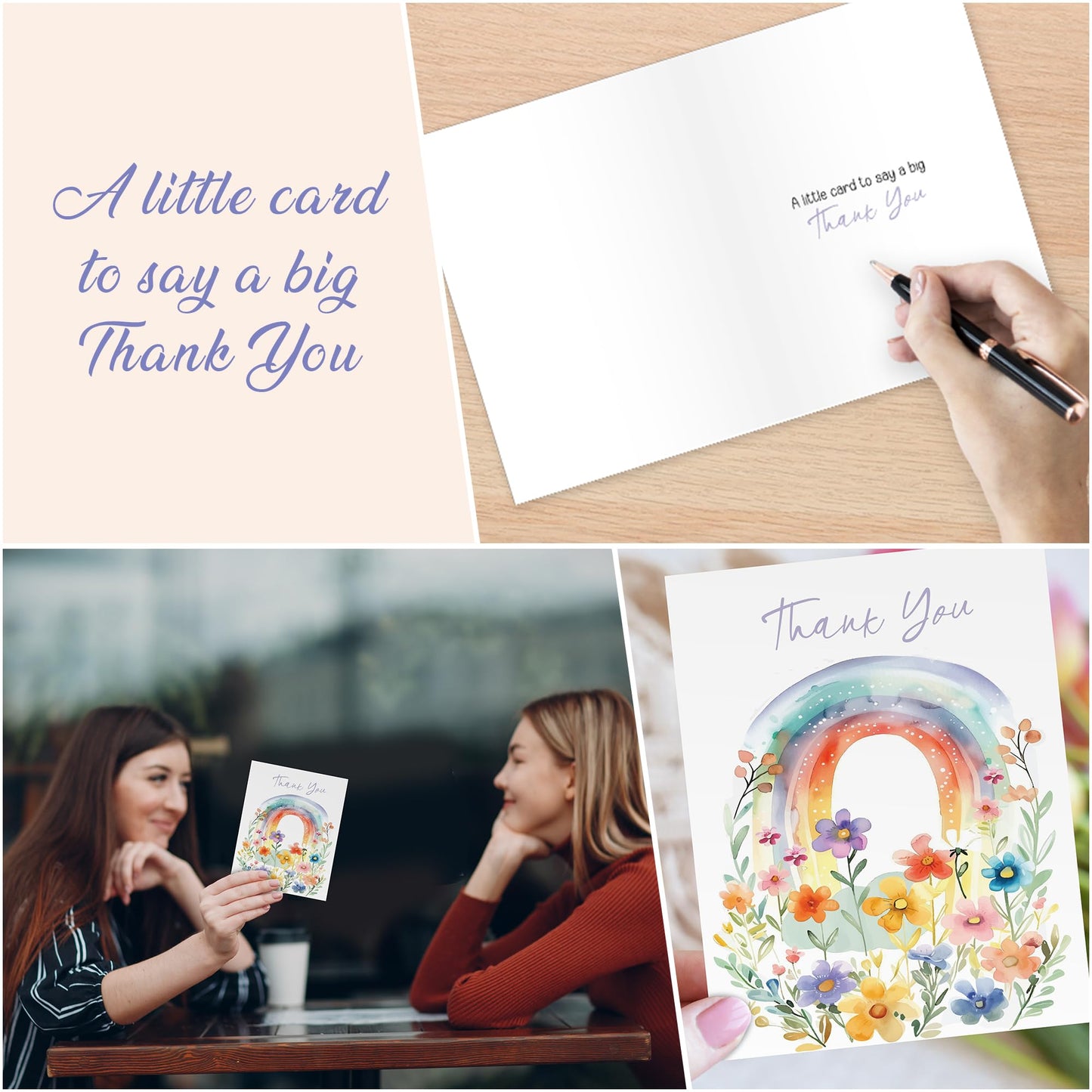 Giftinghouse Thank You Card With Envelope, Rainbow Flower Design Teacher Thank You Card - Blank Inside Greeting Card For Wedding, Teachers, Kids & Christmas - Eco-friendly.