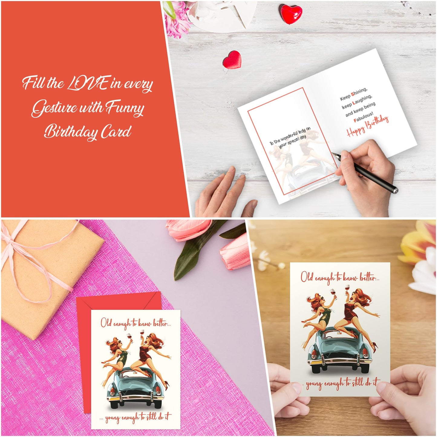 Funny Birthday Cards for Women with envelope - Old Enough to Know Better, Hilarious Female Birthday Card for her, Eco-Friendly Ladies Birthday Card for Any Occasion - Blank inside - Made in UK