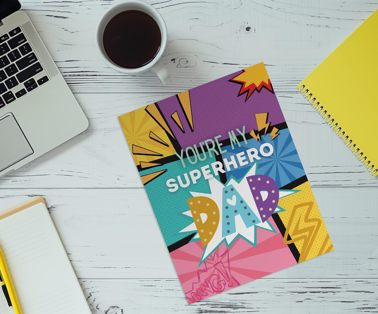 Giftinghouse Father's Day Card with Envelope, Happy Fathers Day Card From Son, Daughter - You're My Super Hero - Made in the UK