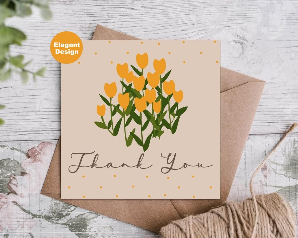 Giftinghouse 12/24/48 Thank You Cards Multipack with Envelopes - 6 Flower Designs - Greeting cards for teachers, weddings, and kids Fully recyclable and Eco-friendly - MADE IN UK
