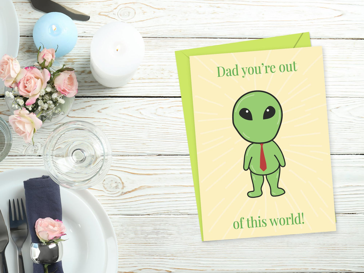 Father's Day Card with Envelope - Happy Fathers Day Card From Son, Daughter with a Heartfelt Message: 'You're Out of this World' - Made in UK