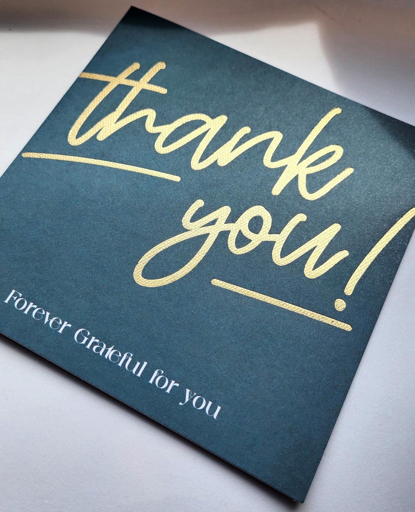 Luxury Matte Thank You Card with Envelope | Premium Textured Gold Foil Single Thank You Card | 400 GSM | Blank Inside Greeting Card for Teacher, Weddings, Kids, Christmas | Eco-friendly | Made in UK