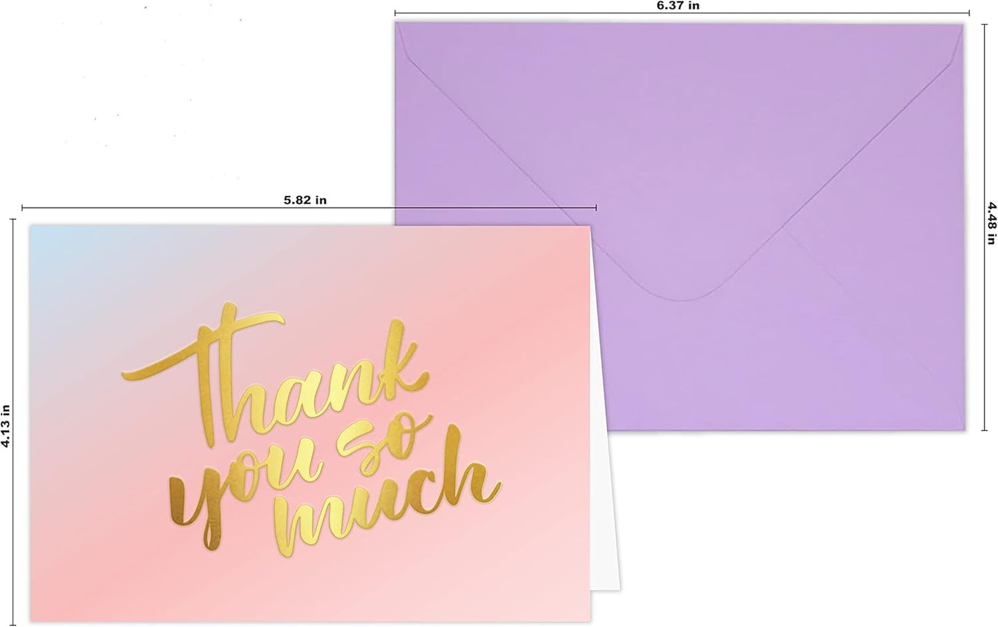 Giftinghouse 3D Foil Thank You Cards Multipack with Envelopes - Embossed Foil Greeting Cards for Wedding, Kids, Teachers, Notes and Gifts (48 PACKS)