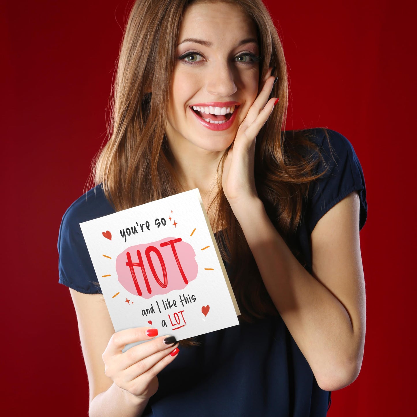 Funny Anniversary Card for Him/Her – You're So Hot and I Like This a Lot – Eco-Friendly 150x150mm – Valentines Card Wife, Husband or Fiancé – Premium 350 GSM – Made in the UK