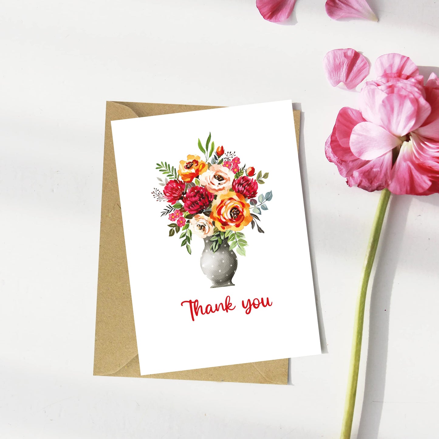 Giftinghouse Thank You Cards Multipack with Envelopes 12/24/48 Packs – Floral Design with Kraft Envelopes - Greeting cards for small business, wedding, kids Fully recyclable.