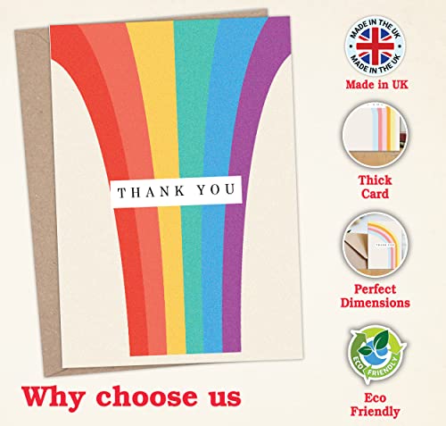 Giftinghouse 12/24/48 Thank You Cards Multipack with Envelopes - Rainbow Greeting cards for Teachers, kids, notes, and Christmas gifts - Fully recyclable and Eco-friendly cards.