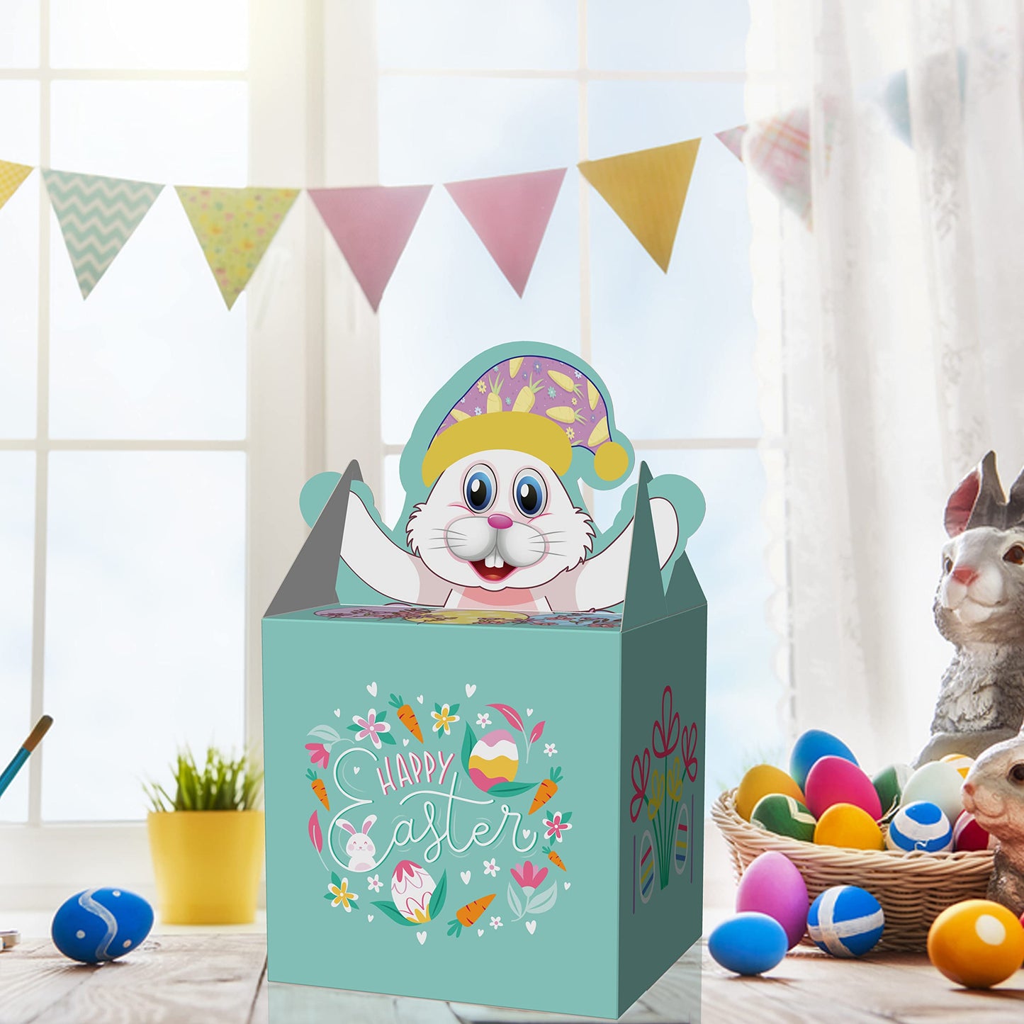 Giftinghouse Easter empty boxes 12/24/50 treat boxes - Easter party boxes - sweet boxes for Easter decorations - Rabbit Shape Candy Goody Cookie box - Kids Party Food Box